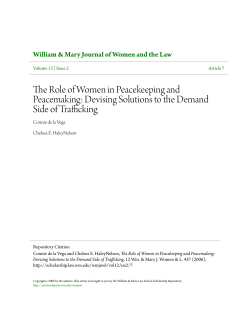 The Role of Women in Peacekeeping and Peacemaking: Devising