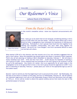 Our Redeemer`s Voice - The Lutheran Church of Our Redeemer