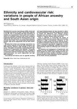 Ethnicity and cardiovascular risk: variations in people of African