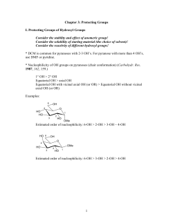 1 Chapter 3: Protecting Groups I. Protecting Groups of Hydroxyl