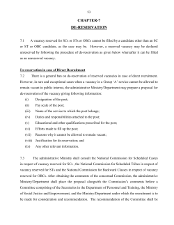 De-reservation - Ministry of Personnel