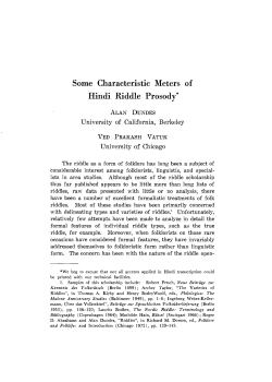 Some Characteristic Meters of Hindi Riddle Prosody