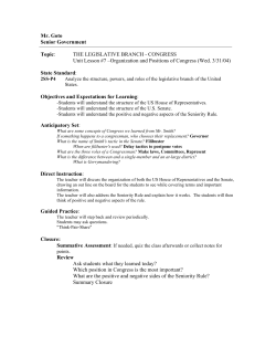 Mr. Goto Senior Government Topic: THE LEGISLATIVE