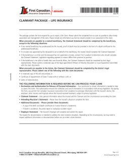 Life Insurance Claim Package - First Canadian Group of Companies