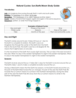 Natural Cycles: Sun/Earth/Moon Study Guide