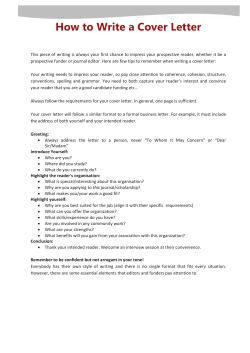How to Write a Cover Letter - Writing Centre