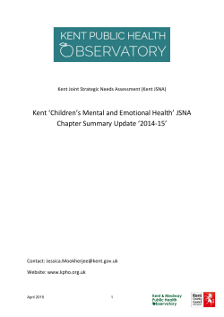 Kent `Children`s Mental and Emotional Health` JSNA Chapter