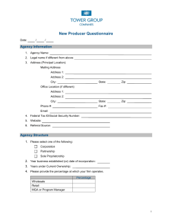 New Producer Questionnaire