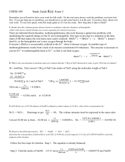 CHEM 109 Study Guide Key Exam 3