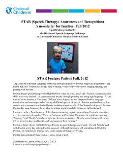 Speech-Language Pathology Newsletter - Fall 2012