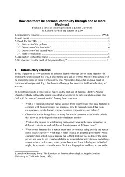 How can there be personal continuity through one or more