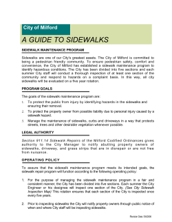 City of Milford A GUIDE TO SIDEWALKS