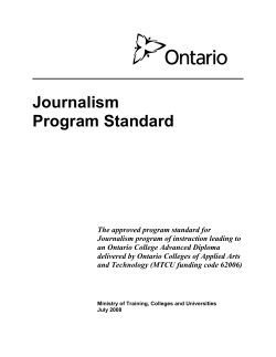 Journalism Program Standard - Ministry of Advanced Education and