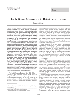 Early Blood Chemistry in Britain and France