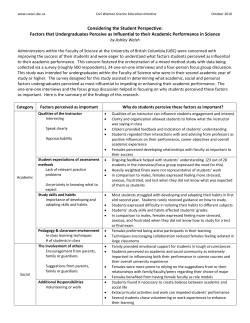 Considering the Student Perspective: Factors that