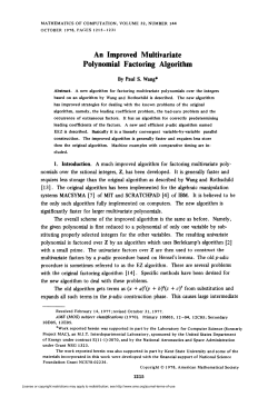 Polynomial Factoring Algorithm - American Mathematical Society