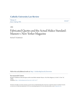Fabricated Quotes and the Actual Malice Standard: Masson v. New