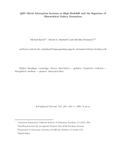 QSO Metal Absorption Systems at High Redshift and the Signature