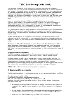 TSDC Safe Diving Code - Tasmanian Scuba Diving Club