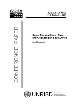 Social Construction of Race and Citizenship in South Africa