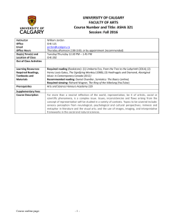 Outline - Faculty of Arts | University of Calgary
