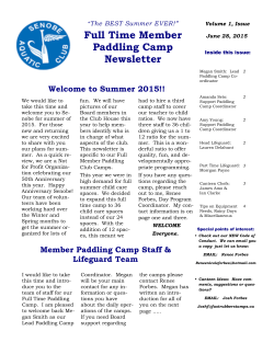 Full Time Member Paddling Camp Newsletter