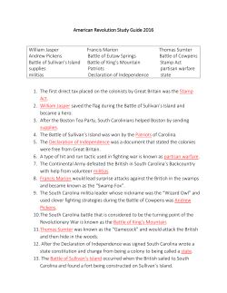American Revolution Study Guide 2016 William Jasper Francis