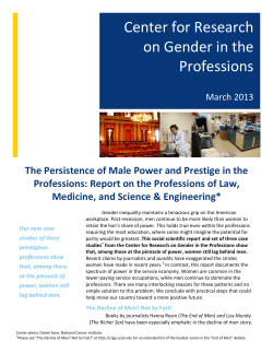The Persistence of Male Power and Prestige in the Professions