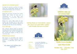 SPRING BREAK at Letton Hall With Gwyn Jordan and Phil Webb