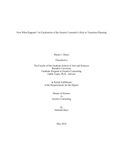 Now What Happens? An Exploration of the Genetic Counselor`s