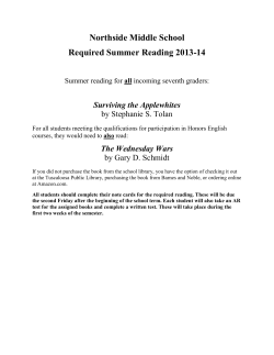 Northside Middle School Required Summer Reading 2013-14