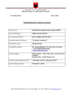Notification for Contract Award