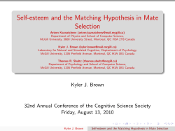 Self-esteem and the Matching Hypothesis in Mate Selection