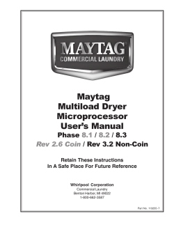Maytag Multiload Dryer Microprocessor User`s Manual