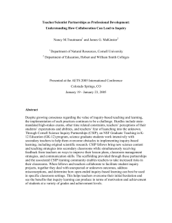 Teacher/Scientist partnerships as professional development