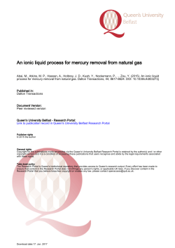 An ionic liquid process for mercury removal from natural gas