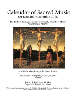 Calendar of Sacred Music