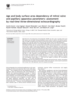 Age and body surface area dependency of mitral valve and papillary