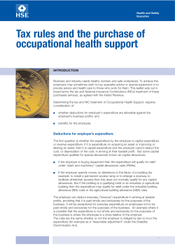Tax rules and the purchase of occupational health support