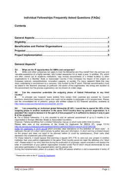 Individual Fellowships Frequently Asked Questions