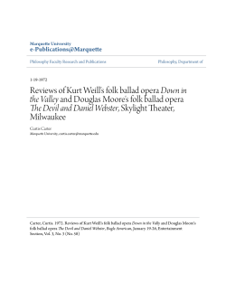 Reviews of Kurt Weill`s folk ballad opera - e