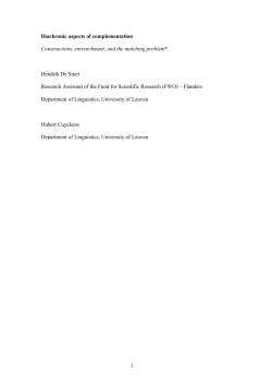 Diachronic aspects of complementation