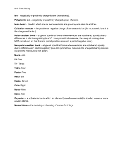 Unit 5 Vocabulary Ion &ndash; negatively or positively charged atom