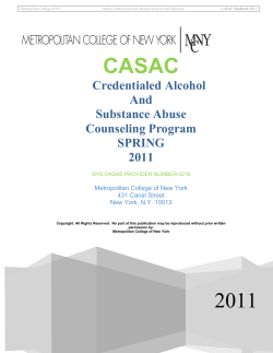 CASAC Credentialed Alcohol And Substance Abuse Counseling