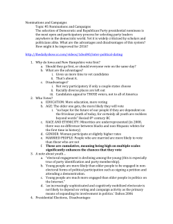 Nominations and Campaigns Topic #5 Nominations