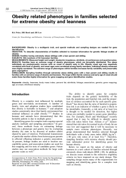 Obesity related phenotypes in families selected for extreme