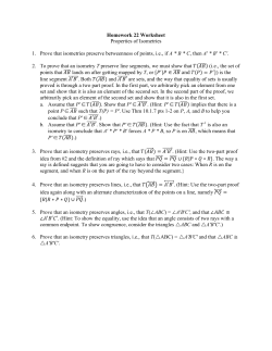 Homework 22 Worksheet Properties of Isometries 1. Prove that