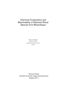 Chemical Composition and Machinability of Selected Wood Species