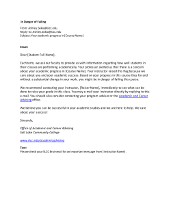 Dear [Student Full Name], Each term, we ask our faculty to provide