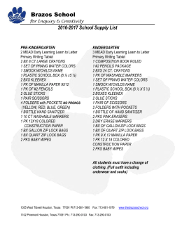 Tidwell/Pinemont-School Supply Lists